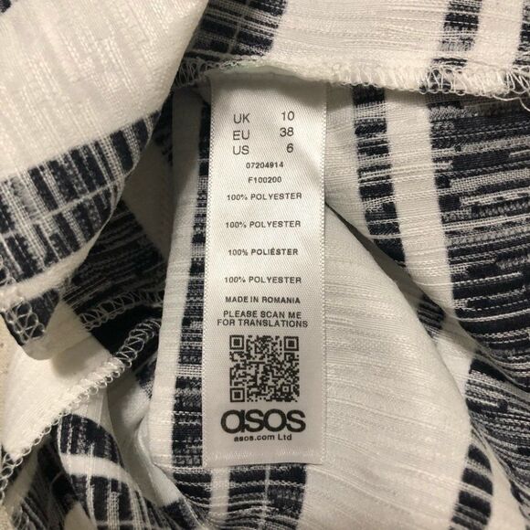 ASOS DESIGN Curve Black and White Striped Midi Dress With Pockets size 6 - Picture 14 of 15